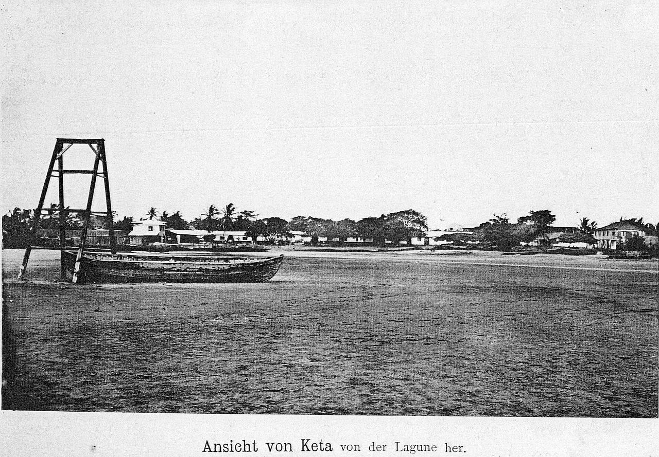 Original Caption: View of Keta from the Lagoon site.