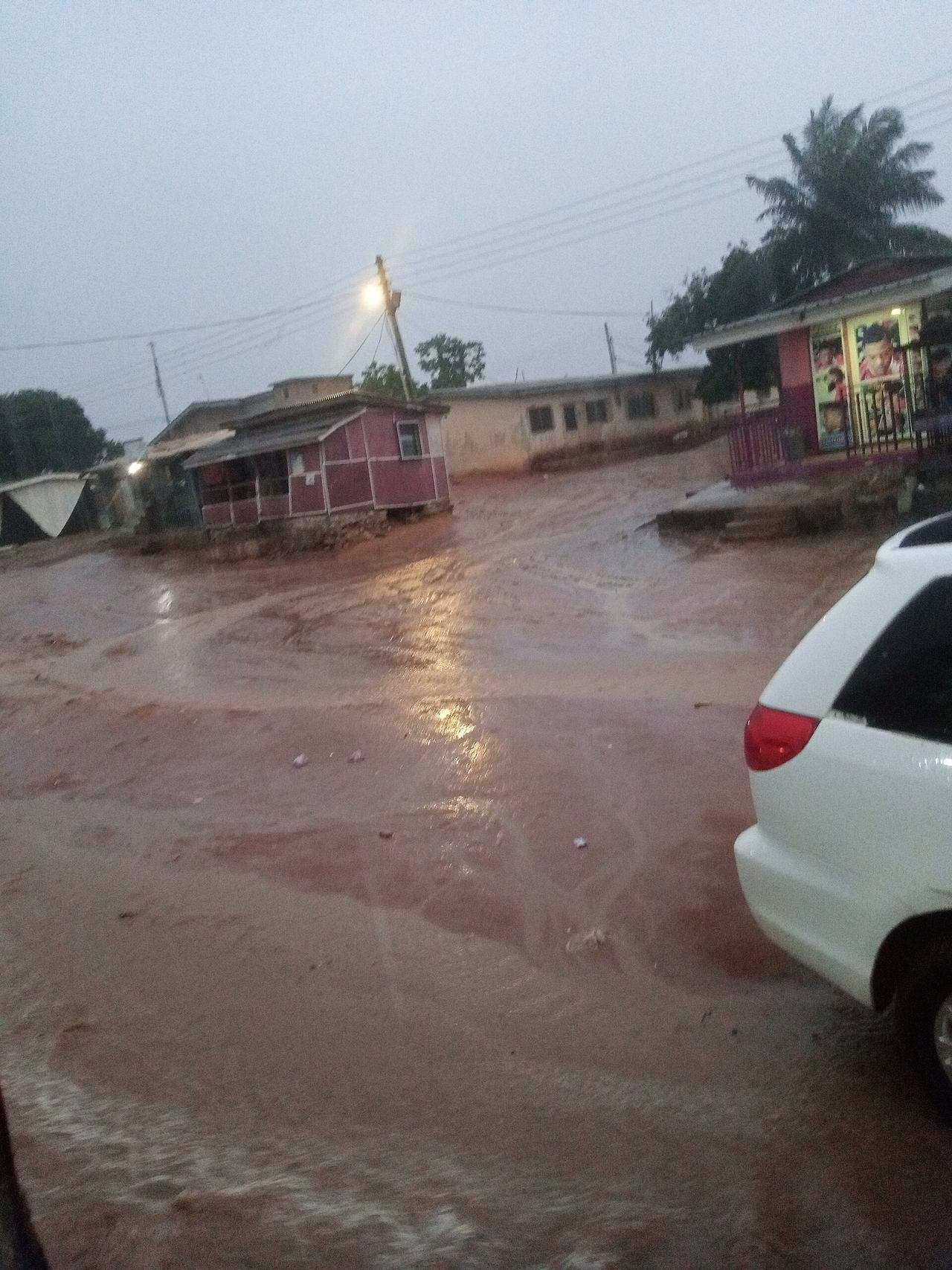 It represents how the land looks like when the rain is falling,it becomes so slippery and disorganized