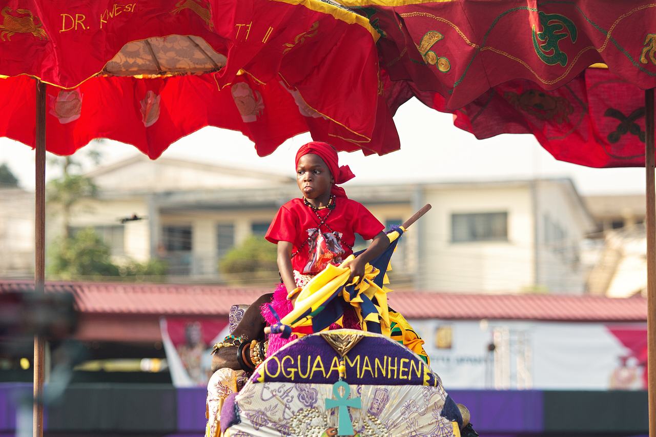 Young participant in the Oguaa Fetu Afahye festival procession in Cape Coast