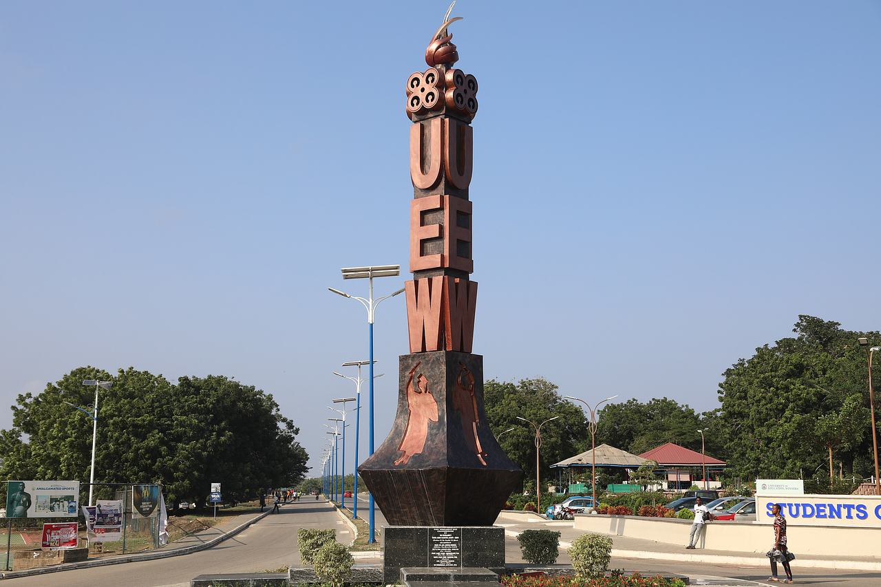 This a statue of the University of Education Winneba's crest at North Campus. It is situated closer to the students centre.
