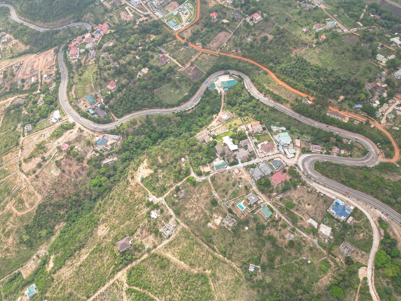 Drone images of the Aburi Mountains and its Highway road