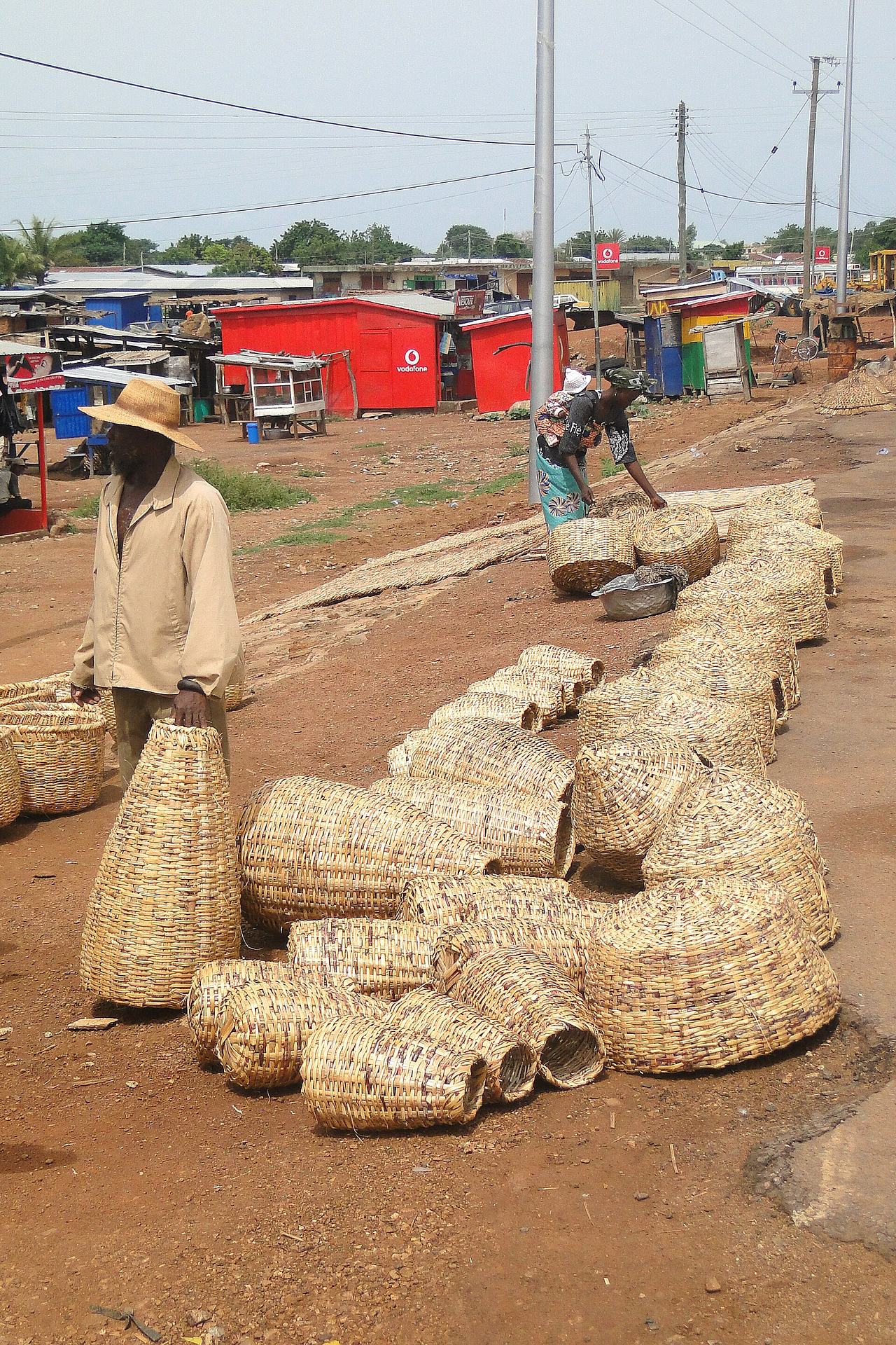 Baskets and Vendors at Roadside - Bolgatanga - Ghana