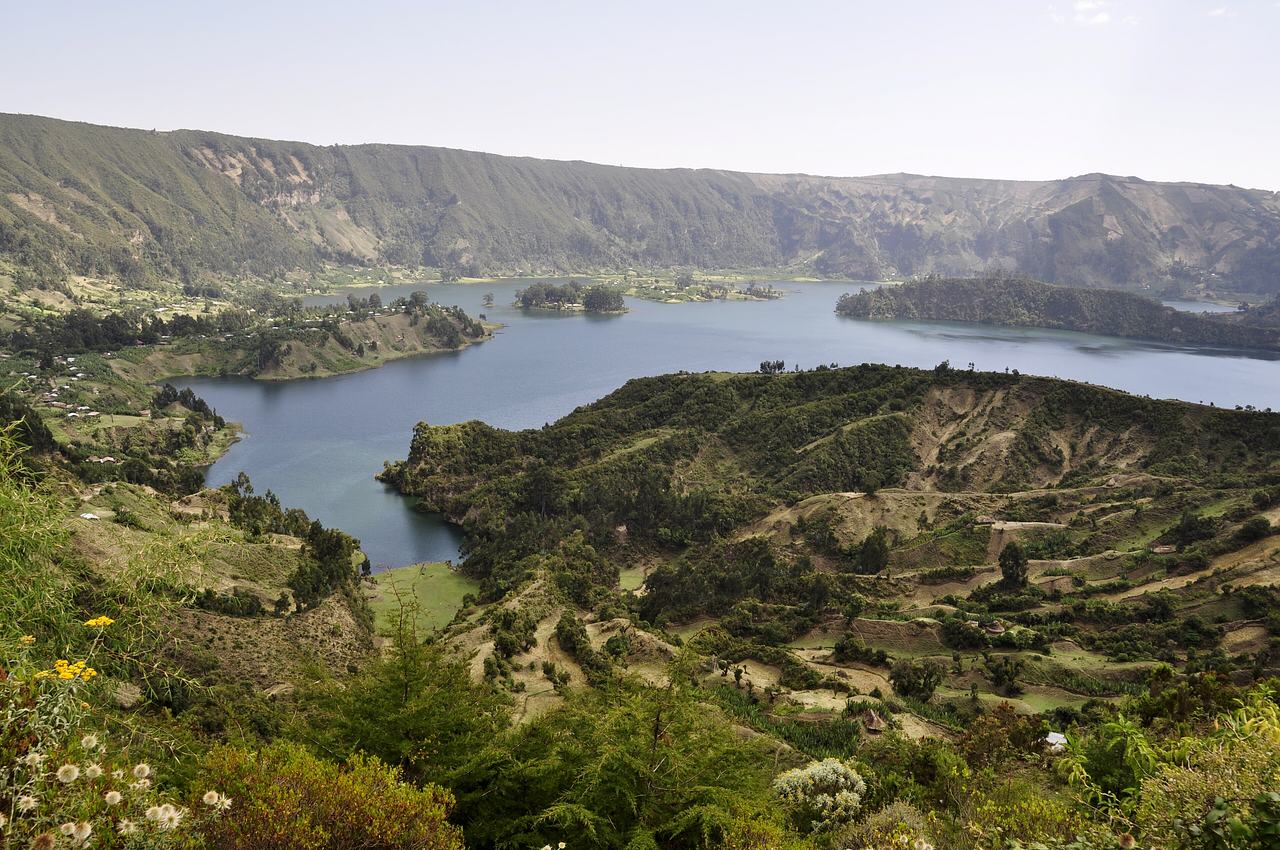 Lake view in the Wenchi Crater, Ethiopia.