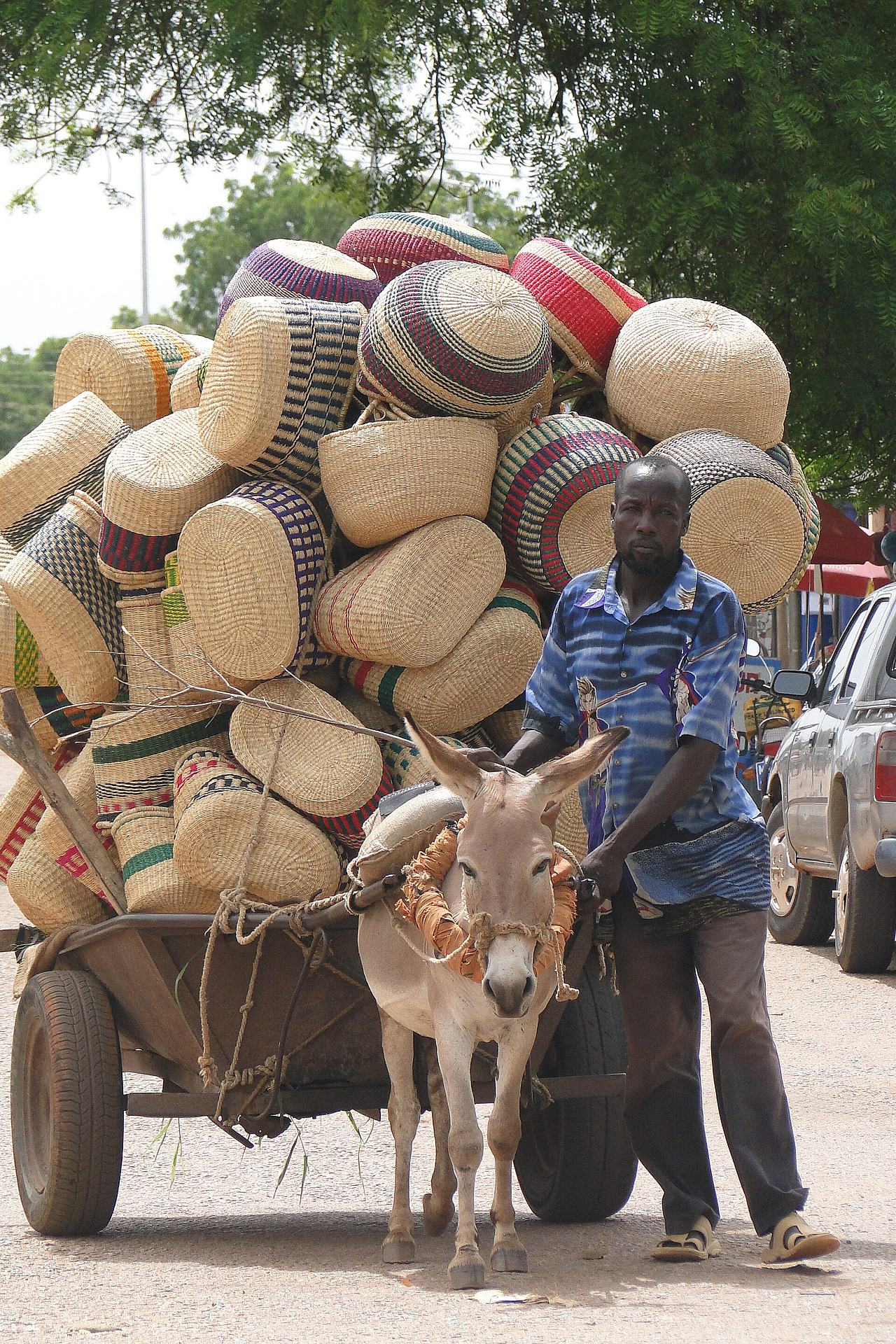 Basket Vendor and Donkey Cart - Bolgatanga - Ghana