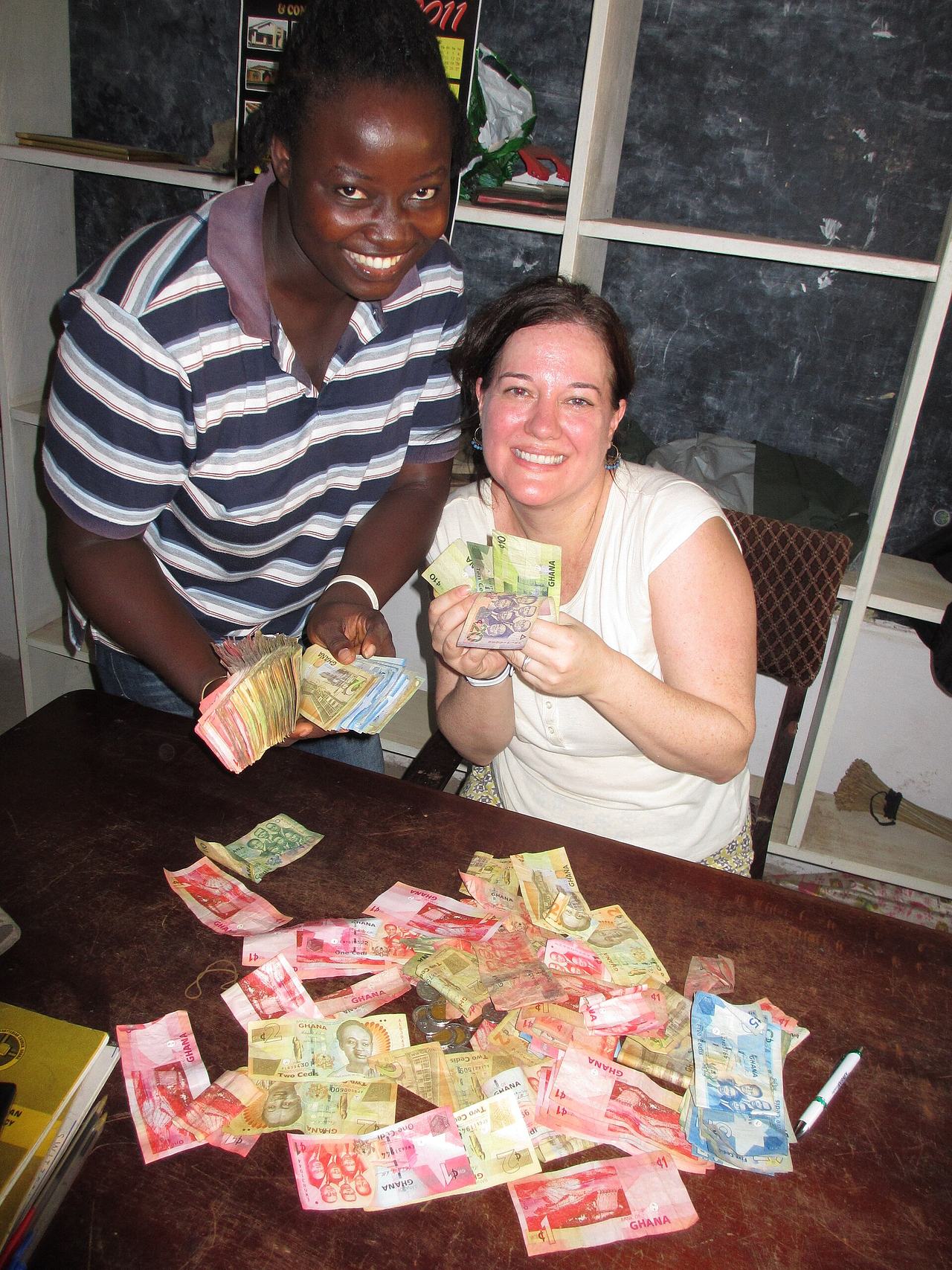 Ghanaian Cedi Banknotes holders in Hohoe, Hohoe Municipal in the Volta Region.
