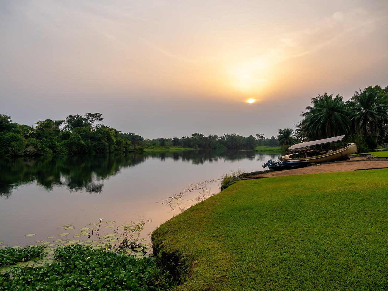 Sunrise at the Volta River in Atimpoku, Ghana 
