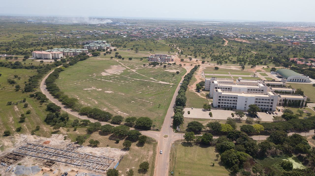 Drone shot of Central University (Ghana)