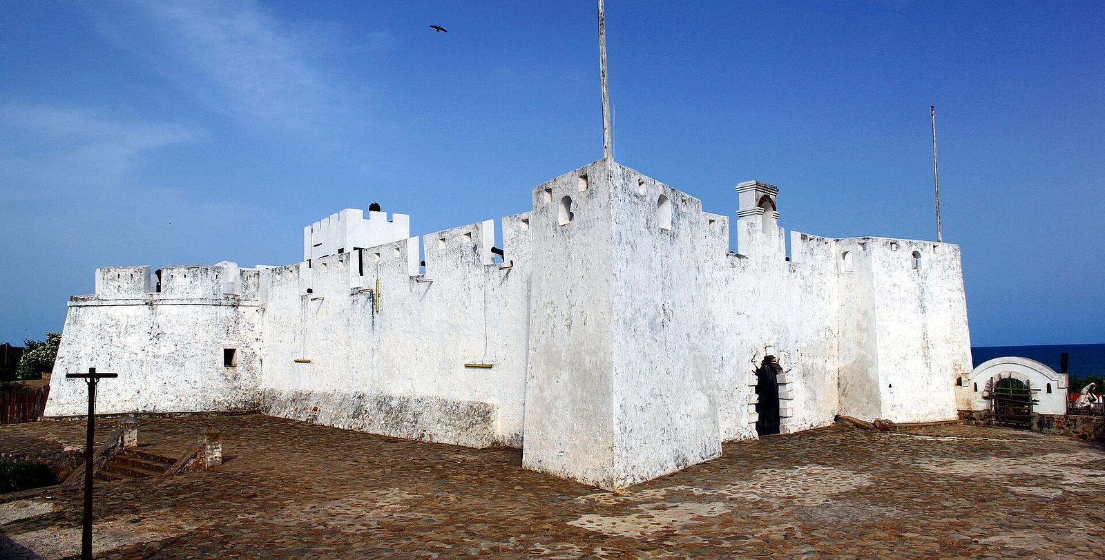 Exterior view of Fort Metal Cross, a coastal fort at Dixcove, Western Region, Ghana.