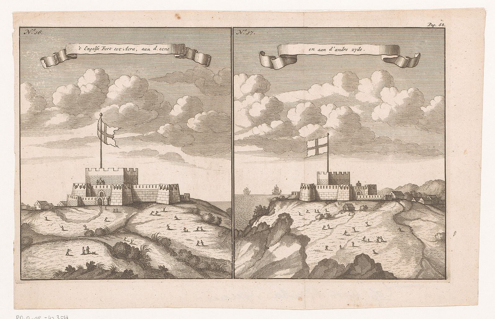 Twee gezichten op Fort James te Accra in Ghana, RP-P-OB-47.354