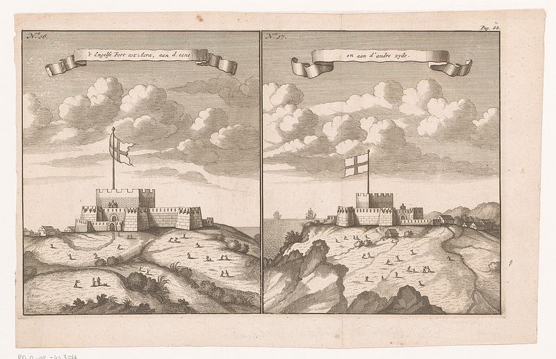 Twee gezichten op Fort James te Accra in Ghana, RP-P-OB-47.354