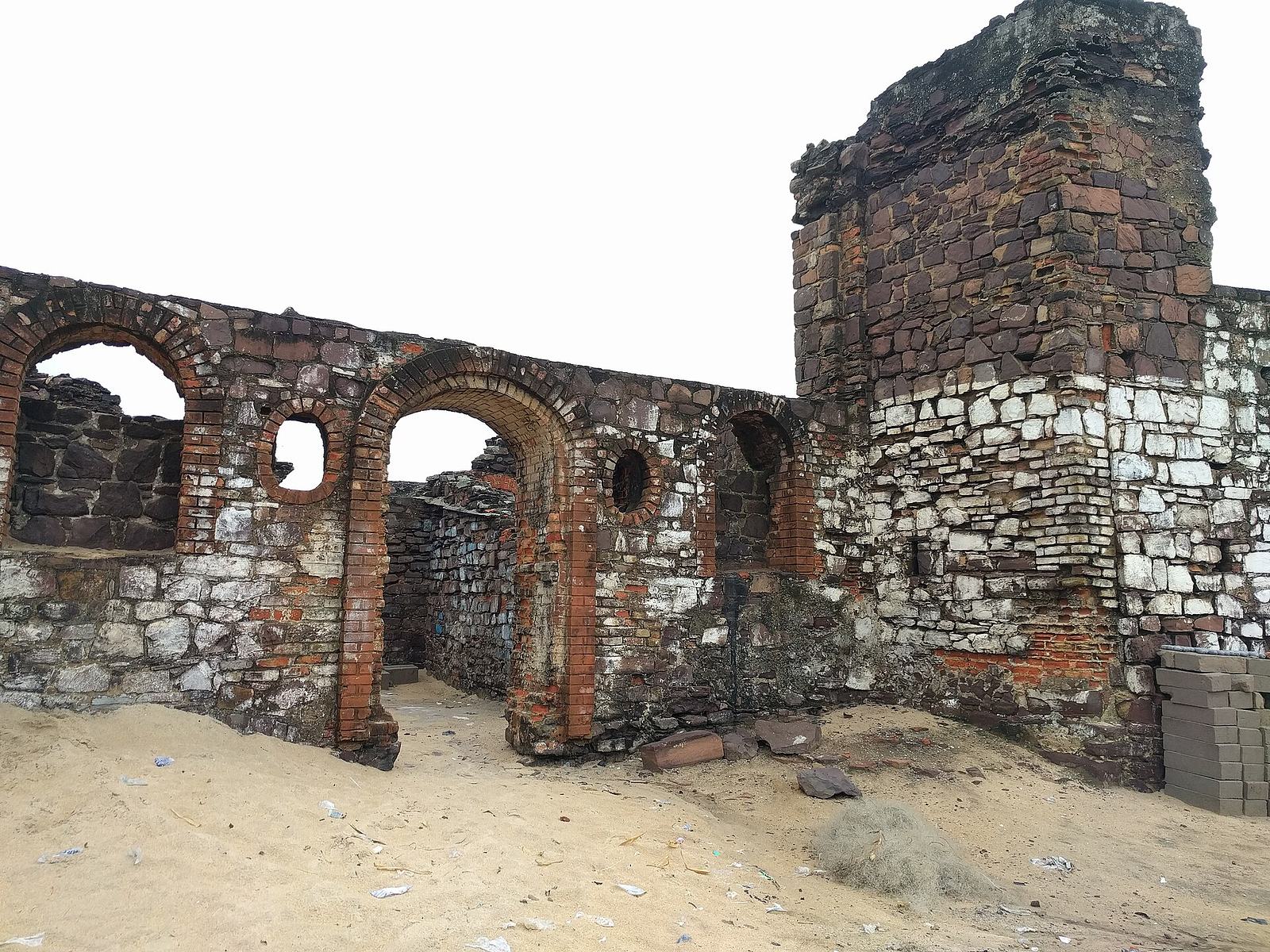 Ruined walls of Fort Komenda in British Komenda, Central Region, Ghana