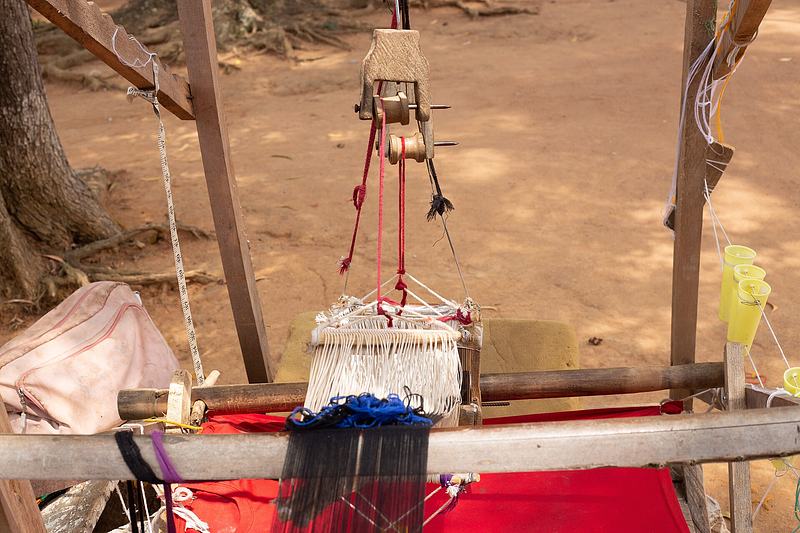 Scene in Bonwire, a kente weaving town in Ejisu, Ashanti Region, Ghana.