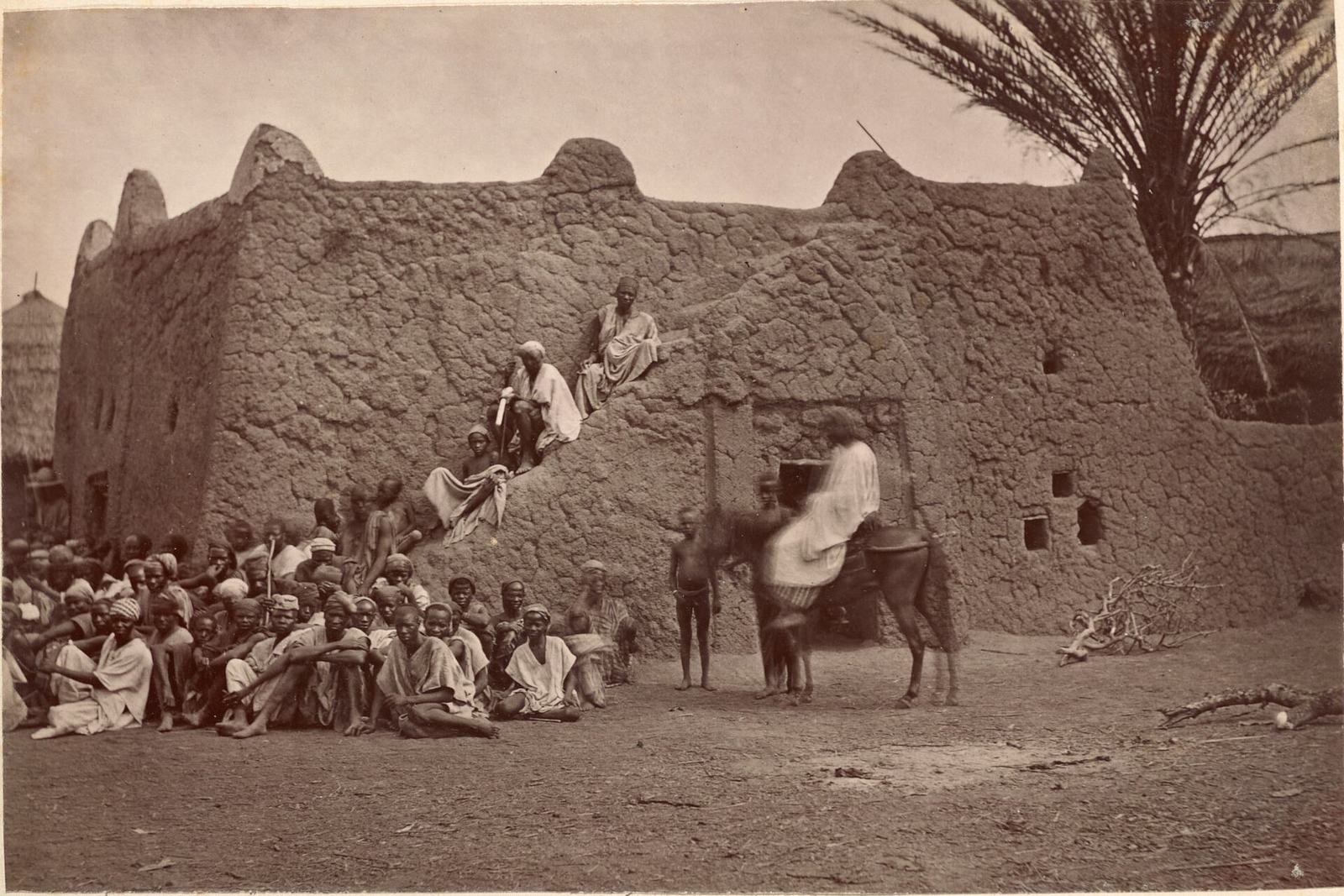 Historic ca. 1886 photograph of a mosque at Salaga, Ghana.