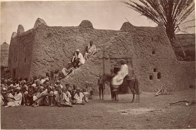 Historic ca. 1886 photograph of a mosque at Salaga, Ghana.
