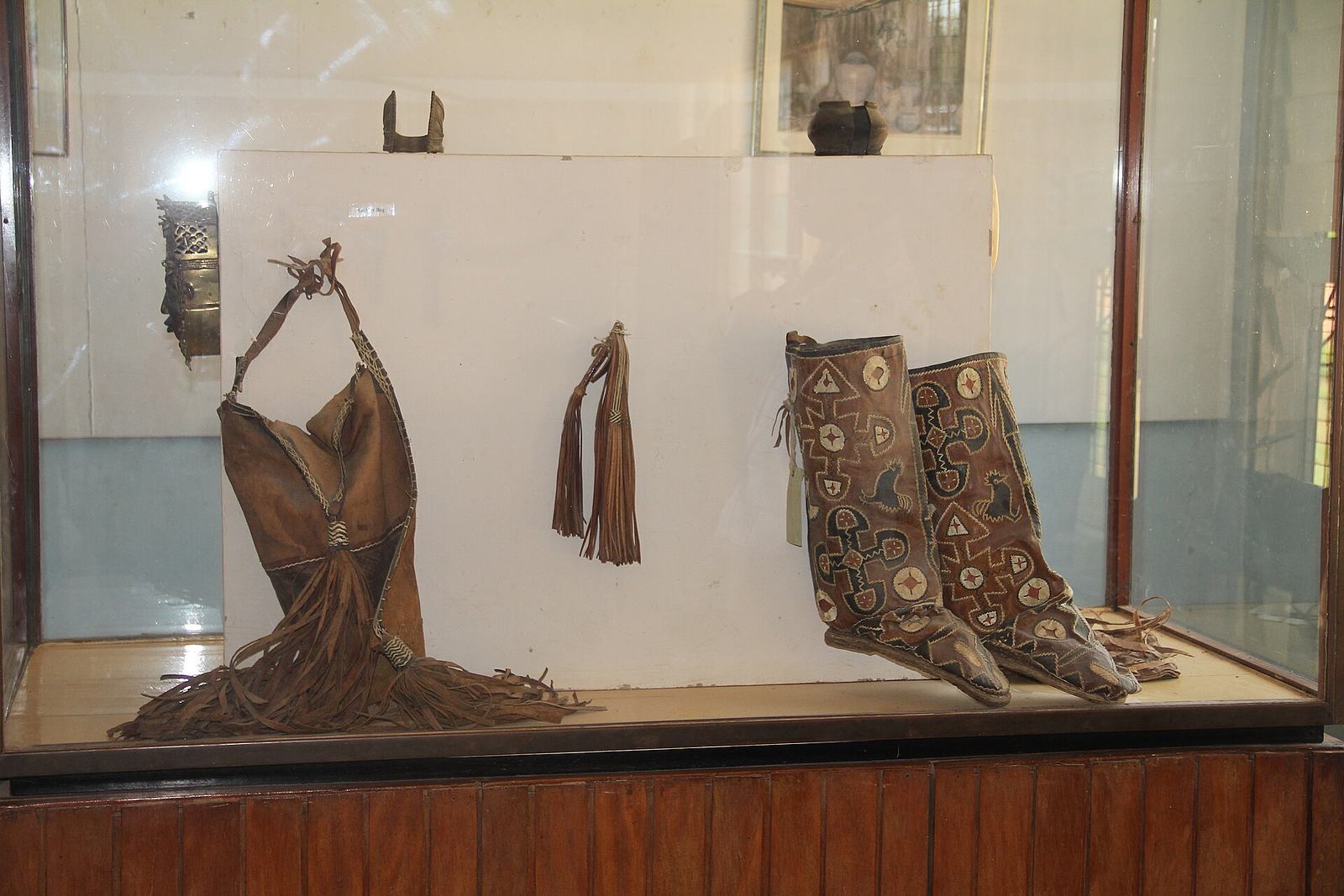 Shoes and dress codes for traditional dancers displayed in Upper East Regional Museum (Ghana)