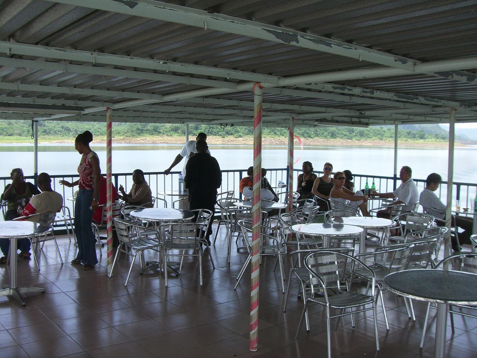 View of Dodi Island and the Dodi Princess cruise boat on Lake Volta, Ghana