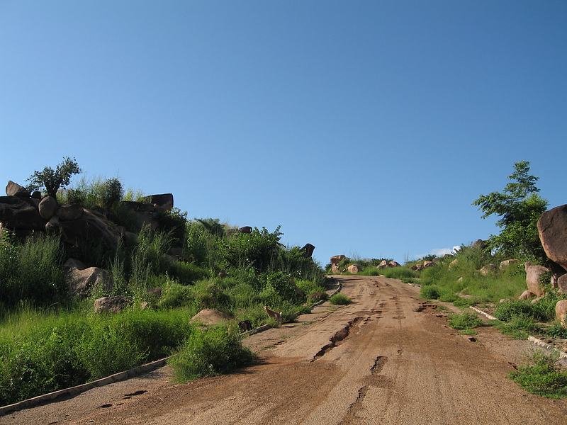 Going to Tongo hills via an old tarmac road