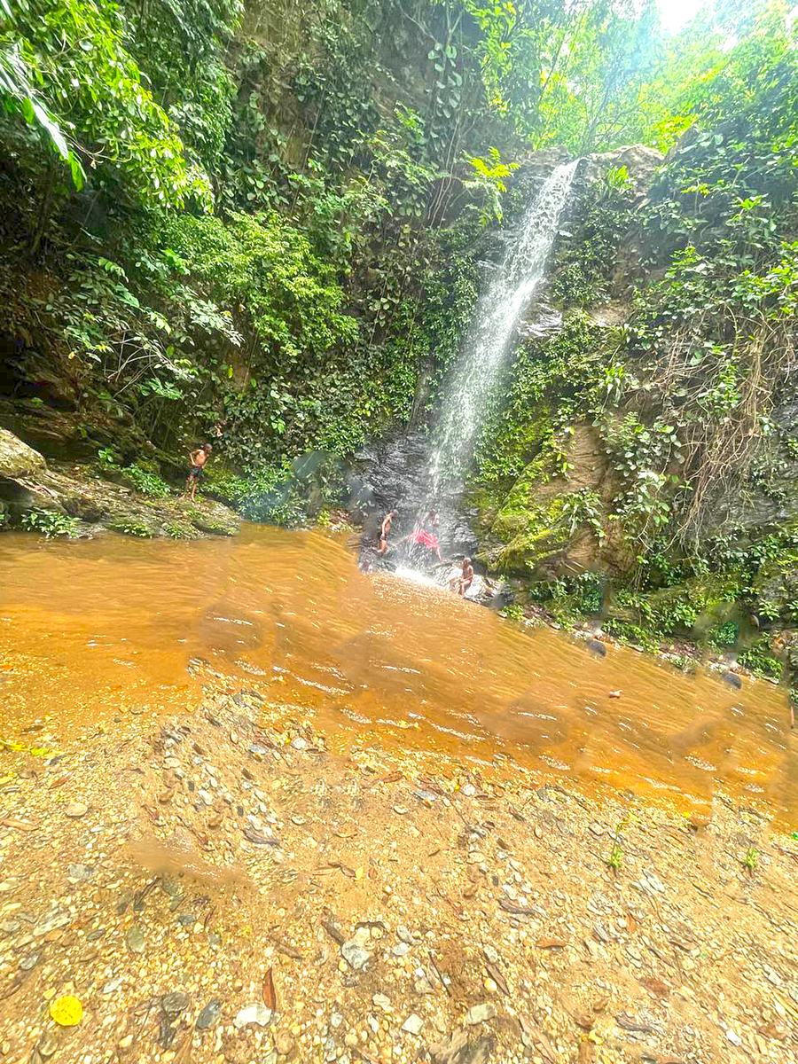 Kyabobo Waterfalls flowing over rocks in the Oti Region of Ghana.