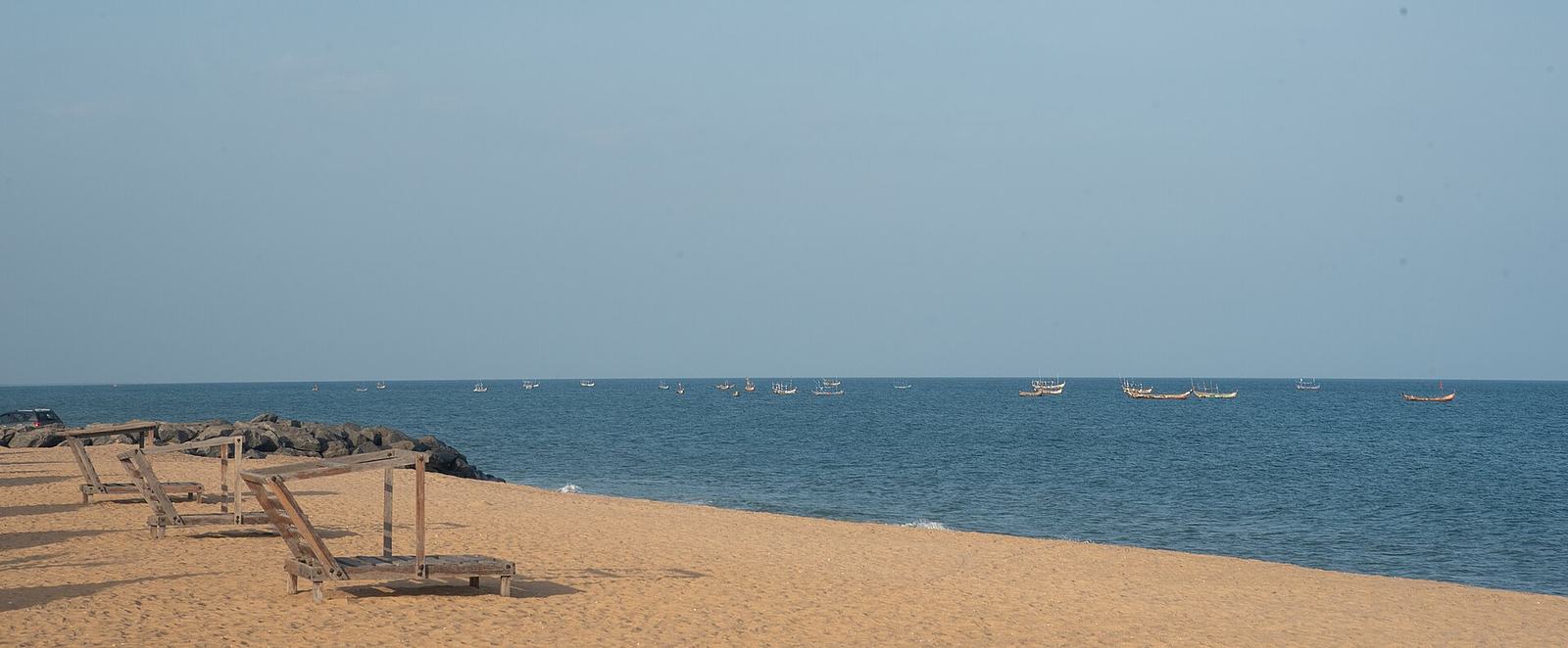 Wide view of the public leisure beach at Emancipation Beach in Keta, Ghana