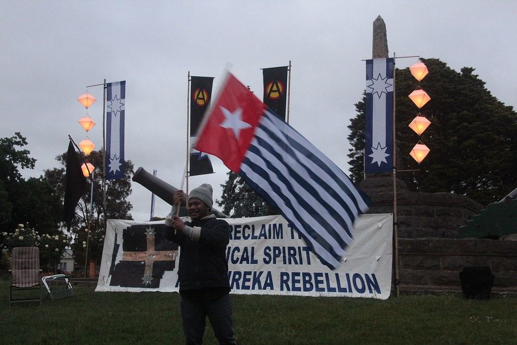 Morning Star flag and Eureka southern cross symbolise the struggle for freedom and justice