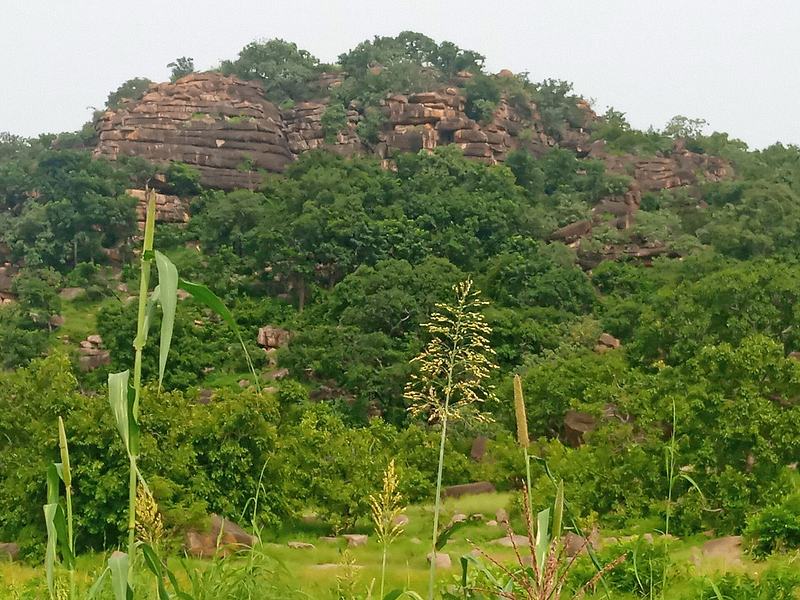 Rocky hillside setting of the Tengzug shrine in the Tongo Hills, Upper East Region, Ghana.