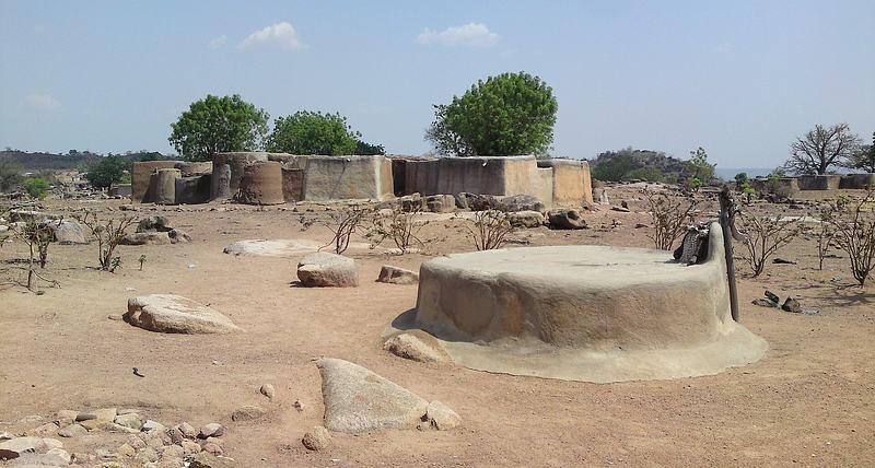 Shrine structure among the boulder-strewn Tongo Hills in Ghana's Upper East Region.