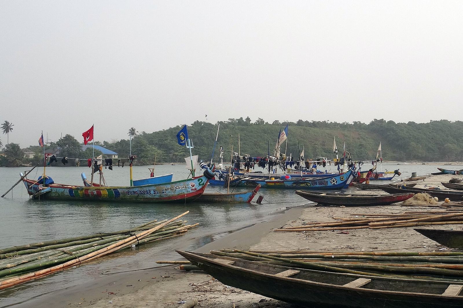 Fishing boats at Ankobra River, Ghana